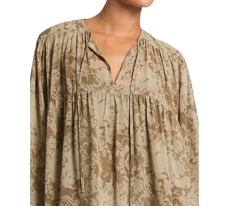Michael Kors Women's Long-Sleeve Tiered Floral Mini Dress