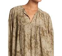 Michael Kors Women's Long-Sleeve Tiered Floral Mini Dress