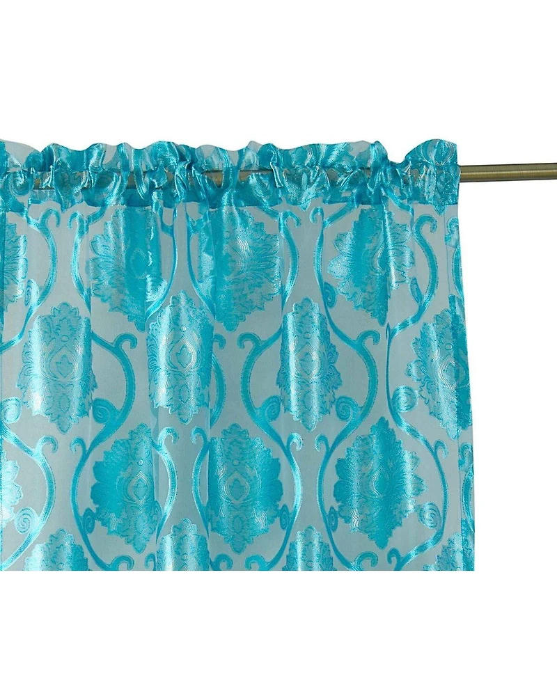Kate Aurora 7 Piece Hampton Elegance Sheer Curtain Panels And Beaded Valances Set