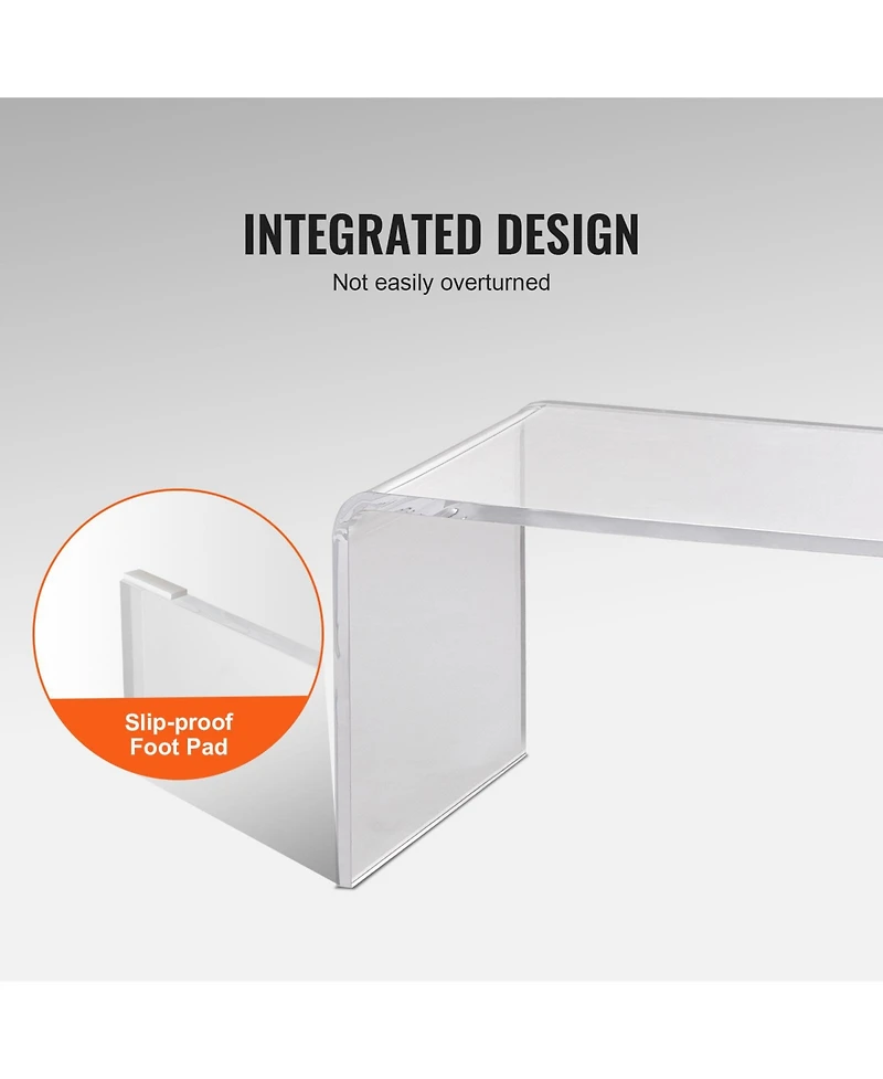 Sugift C-Shaped Clear Acrylic Coffee Table Side Table 32 x 15.8 x 16.3 in for Living Room Terrace