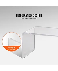 Sugift C-Shaped Clear Acrylic Coffee Table Side Table 32 x 15.8 x 16.3 in for Living Room Terrace