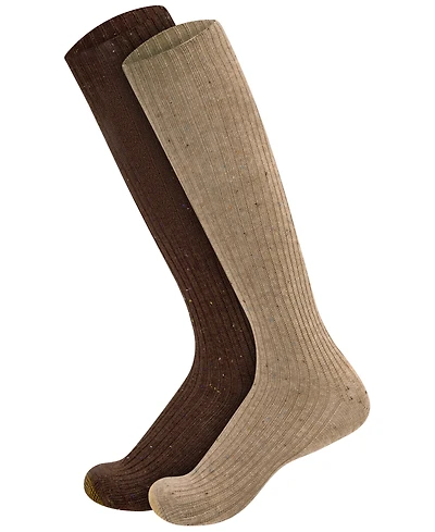 Gold Toe Women's Knit Nep Reinforced Toe Knee-High Socks, 2-Pack