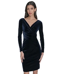 Eliza J Women's Long-Sleeve Velvet Sheath Dress