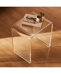 Slickblue Set of 2 Clear Acrylic C Shaped Side Tables for Living Room