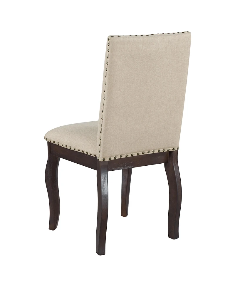 Flynama Set of 2 Upholstered with Rubber Wood Frame, Nailhead Trim Dining Chairs