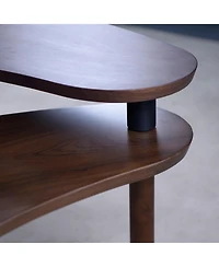 Flynama Rotating Coffee Table Veneer Nesting Lift Top Solid Wood Living Room Center Table