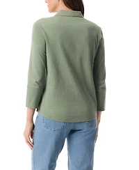 Gloria Vanderbilt Women's Ashten Point-Collar 3/4-Sleeve Button-Up Shirt