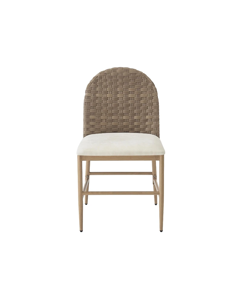 Flynama Set of 2 Farmhouse Iron Frame Rattan Back Dining Chairs, 400 Lbs High Load Capacity Armless Side Chairs