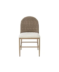 Flynama Set of 2 Farmhouse Iron Frame Rattan Back Dining Chairs, 400 Lbs High Load Capacity Armless Side Chairs