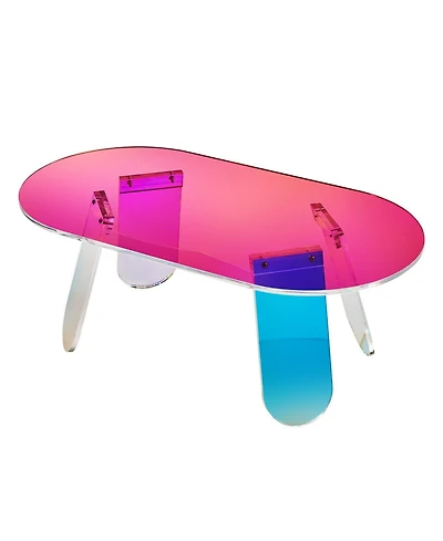 Slickblue Acrylic Coffee Table with Iridescent Finish and Modern Style