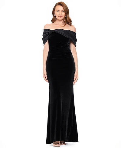 Betsy & Adam Women's Velvet Off-the-Shoulder Dress