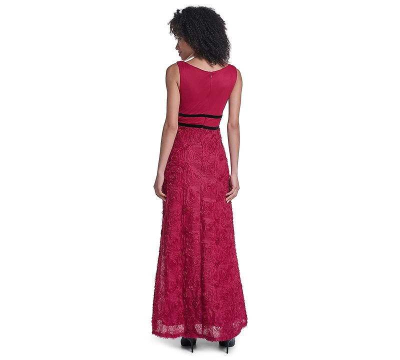 Karl Lagerfeld Paris Women's LD6B0013 Floral V-Neck Sleeveless Long Gown