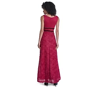 Karl Lagerfeld Paris Women's LD6B0013 Floral V-Neck Sleeveless Long Gown