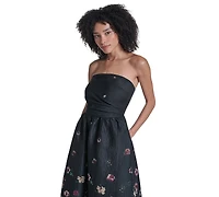 Karl Lagerfeld Paris Women's Strapless Floral Gown