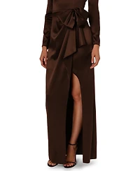 Adrianna Papell Women's Long-Sleeve Ruffle Bow Boat Neck Dress