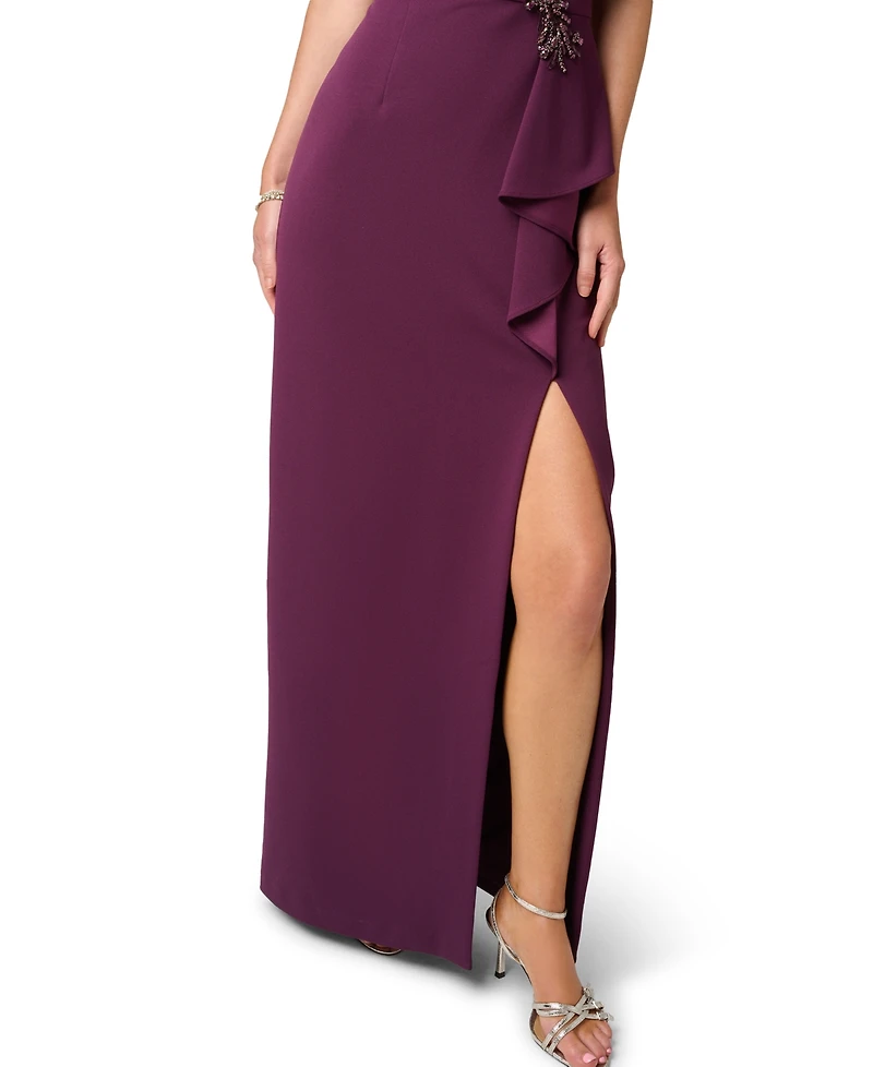 Adrianna Papell Women's Off-the-Shoulder Column Ruffle Gown