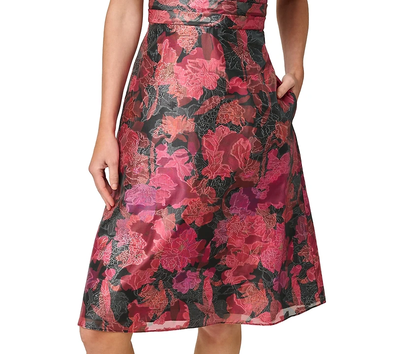 Adrianna Papell Women's Floral Jacquard Midi Dress