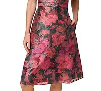 Adrianna Papell Women's Floral Jacquard Midi Dress