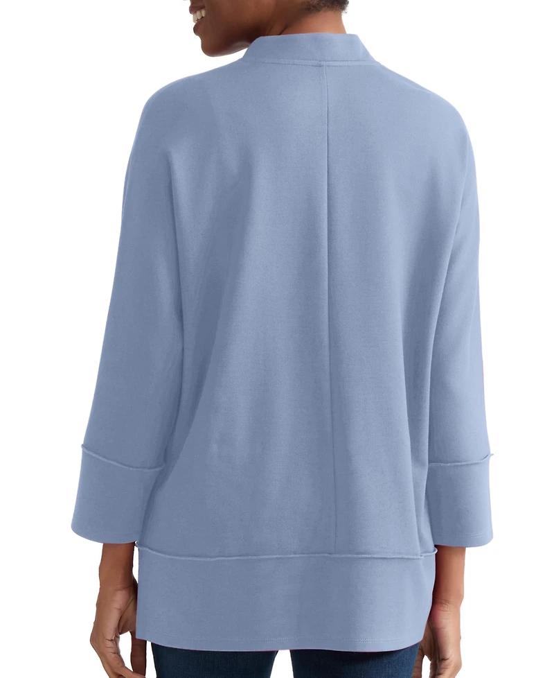 Jones New York Petite Johnny Collar 3/4-Sleeve Knit Blouse
