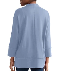 Jones New York Petite Johnny Collar 3/4-Sleeve Knit Blouse