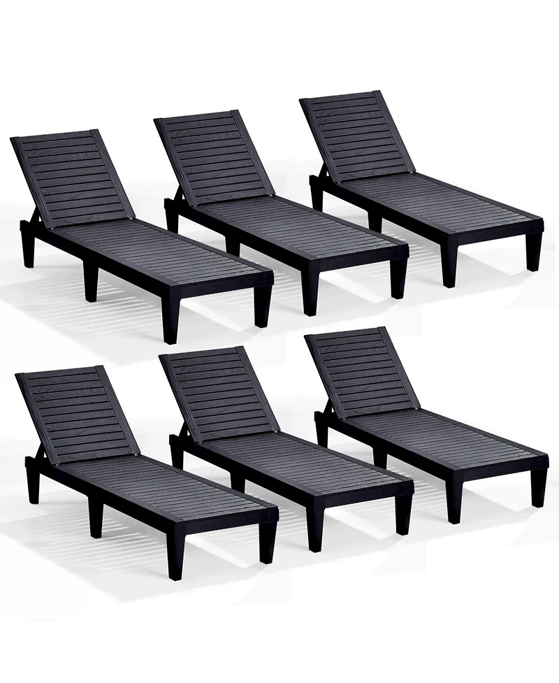 Nestl All-Weather Adjustable Patio Lounge Chairs Set of 6 for Poolside and Backyard