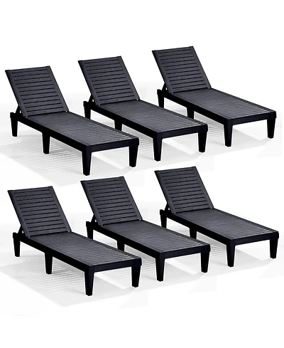 Nestl All-Weather Adjustable Patio Lounge Chairs Set of 6 for Poolside and Backyard