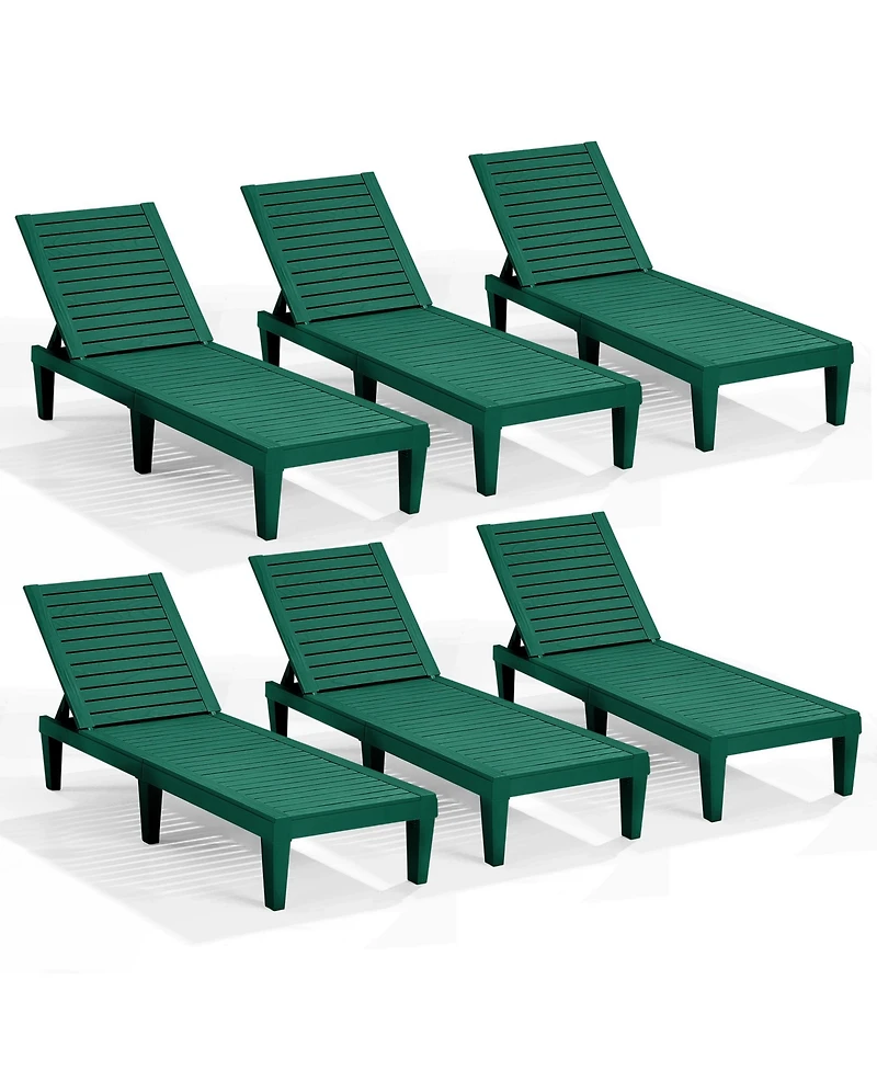 Nestl All-Weather Adjustable Patio Lounge Chairs Set of 6 for Poolside and Backyard