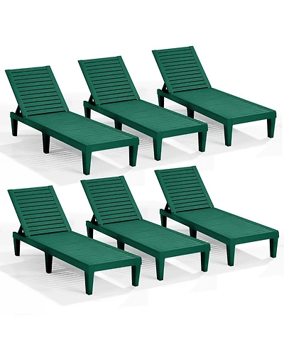Nestl All-Weather Adjustable Patio Lounge Chairs Set of 6 for Poolside and Backyard