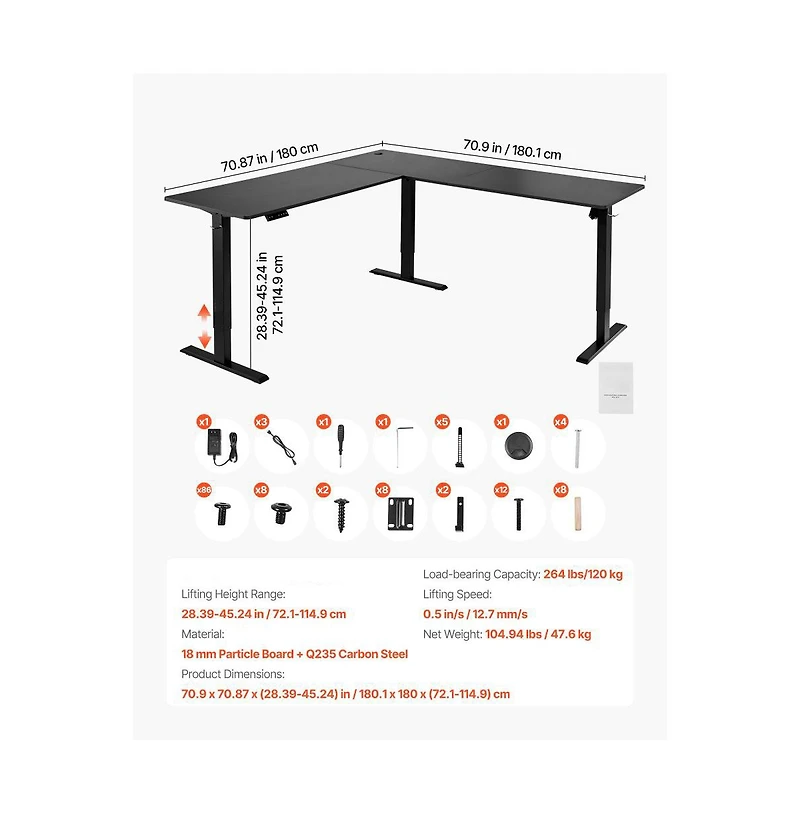 Slickblue Heavy Duty L Corner Gaming Desk with Steel Frame Design