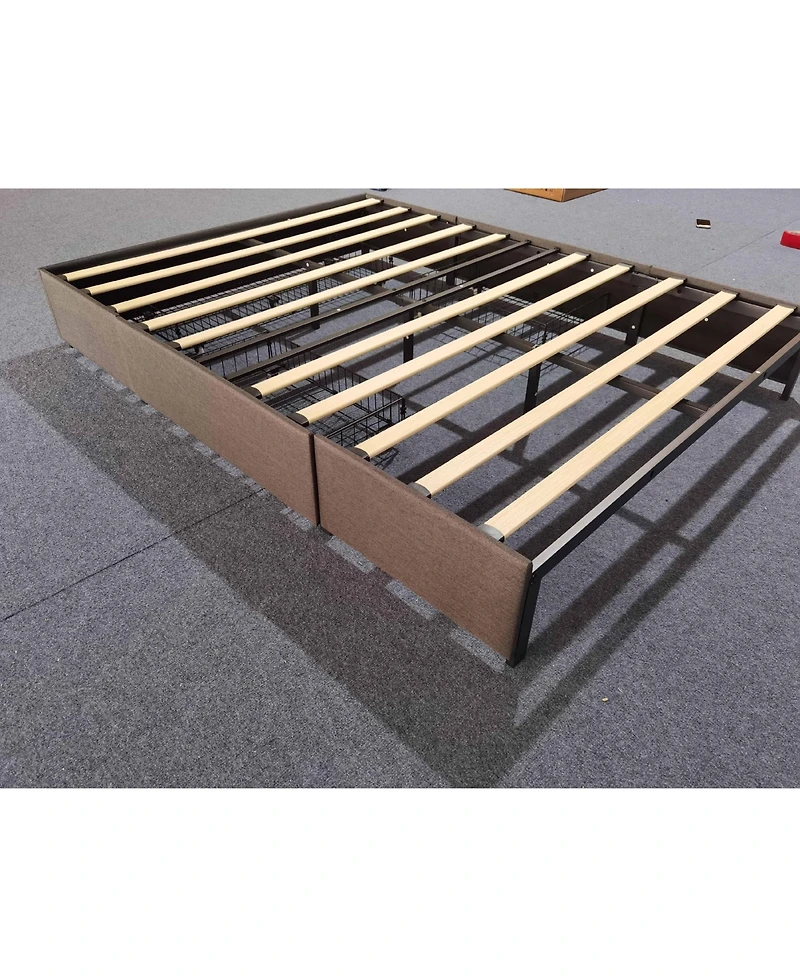Gaomon Upholstered Metal Platform Bed Frame with Under-Basket Storage