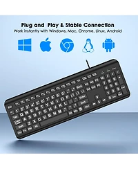 Lofree Wired Quiet Oversized Lettering Full-Size Keyboard for Pc and Mac