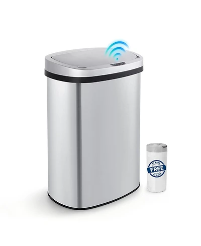 Mega Casa 50 Liter / 13 Gal Stainless Steel Motion Sensor Silent Soft-Close Lid Trash Can for Office, Kitchen