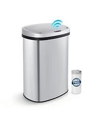 Mega Casa 50 Liter / 13 Gal Stainless Steel Motion Sensor Silent Soft-Close Lid Trash Can for Office, Kitchen
