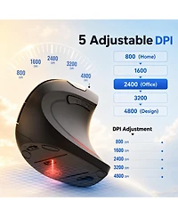 Lofree Vertical Ergonomic Wireless 4800 Dpi Adjustable Quiet-Click Mouse for Pc
