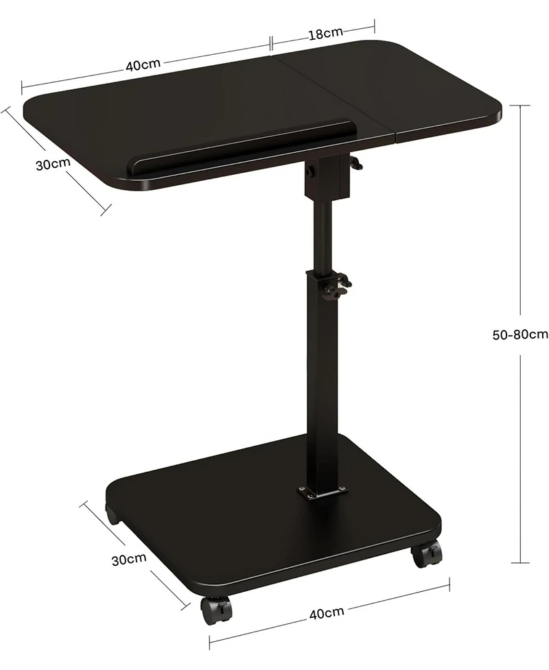 homfan Adjustable Height C-Shaped End Table with Wheels and 180degree(s) Swivel, Slide Under Sofa Tv Tray