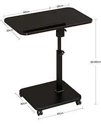 homfan Adjustable Height C-Shaped End Table with Wheels and 180degree(s) Swivel, Slide Under Sofa Tv Tray