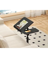 homfan Adjustable Height C-Shaped End Table with Wheels and 180degree(s) Swivel, Slide Under Sofa Tv Tray