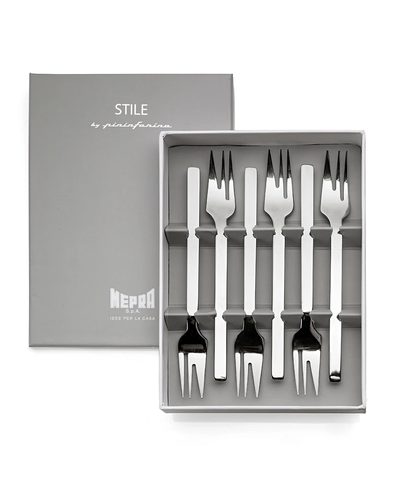 Mepra Gift Box Cake Forks Stile Flatware Set, Set of 6