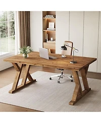 Tribesigns 63" Solid Wood Executive Desk,Computer Desk,Writing Table