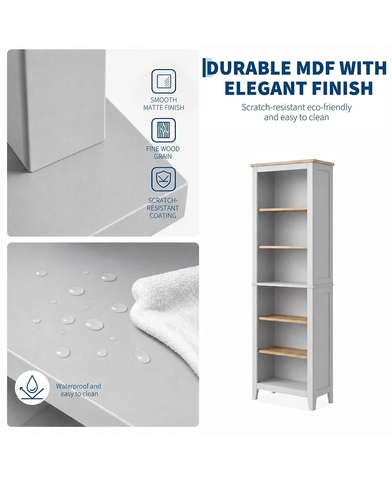 gaomon 70.3" 6-Tier Floor-Standing Bookcase with Open Shelves and Display Racks, Tilt-Resistant Design, Ideal for the Living Room or Home Office