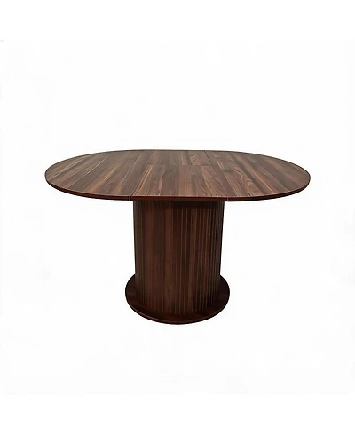 43.3' /59 ' Adjustable-Size Round Dining Table, Seats 4-6 People, Table with Slatted Legs, Suitable for Kitchens and Living Rooms