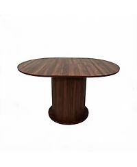 43.3' /59 ' Adjustable-Size Round Dining Table, Seats 4-6 People, Table with Slatted Legs, Suitable for Kitchens and Living Rooms