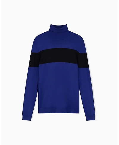 A|X Armani Exchange Men's Viscose Colorblock Turtleneck Sweater