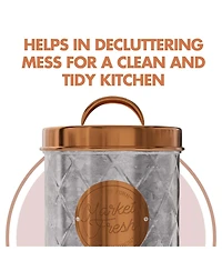 Amici Home Bristol Food Storage Metal Canister, For Kitchen & Household, Silver Copper, Small, 52 oz