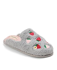 Dearfoams Women's Pink Bow Teddy Scuff Slipper