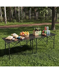 Portable Folding Aluminum Camping Table with X-Frame, Heat Resistant and Easy Clean