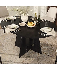 59'' Oval Dining Table with Built-In Storage Shelf, Pedestal Base Dining Furniture Accommodating 4-8 Diners, Storage Table for Kitchen, Dining Room