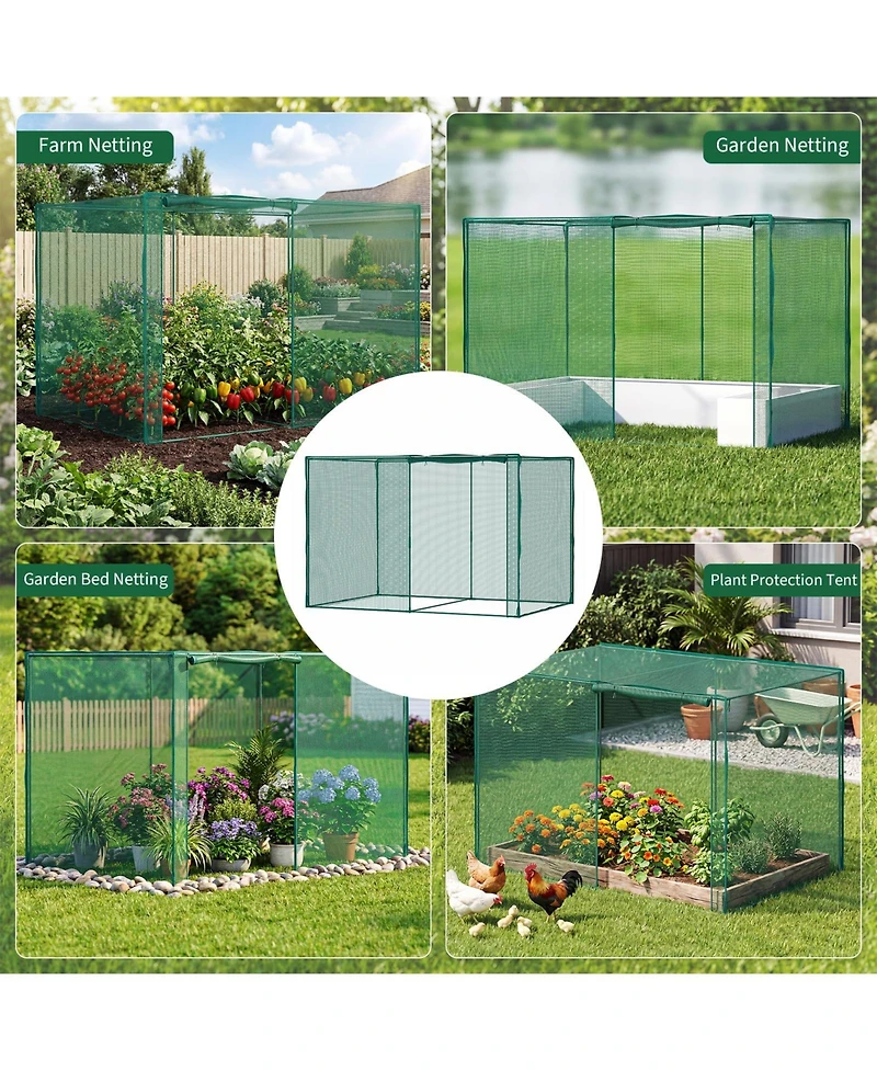 Medium/Large Garden Crop Cage with Steel Frame and Zippered Door, 4mm Tear-Resistant Mesh Plant Protection Tent for Vegetables Flowers Outdoor, Green