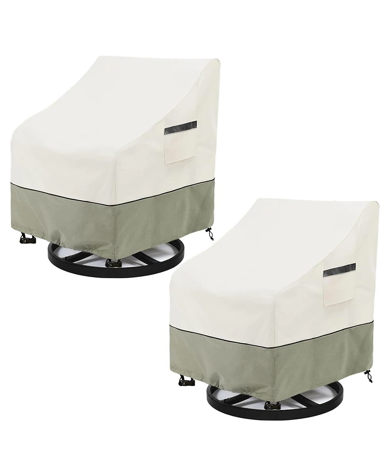 2-Pack Heavy-Duty Waterproof Patio Chair Covers, Fits Up to 31x35x28 Inches,White and Green