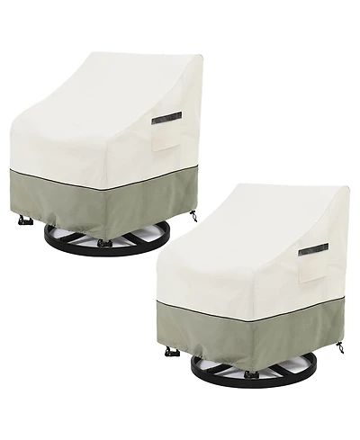 2-Pack Heavy-Duty Waterproof Patio Chair Covers, Fits Up to 31x35x28 Inches,White and Green